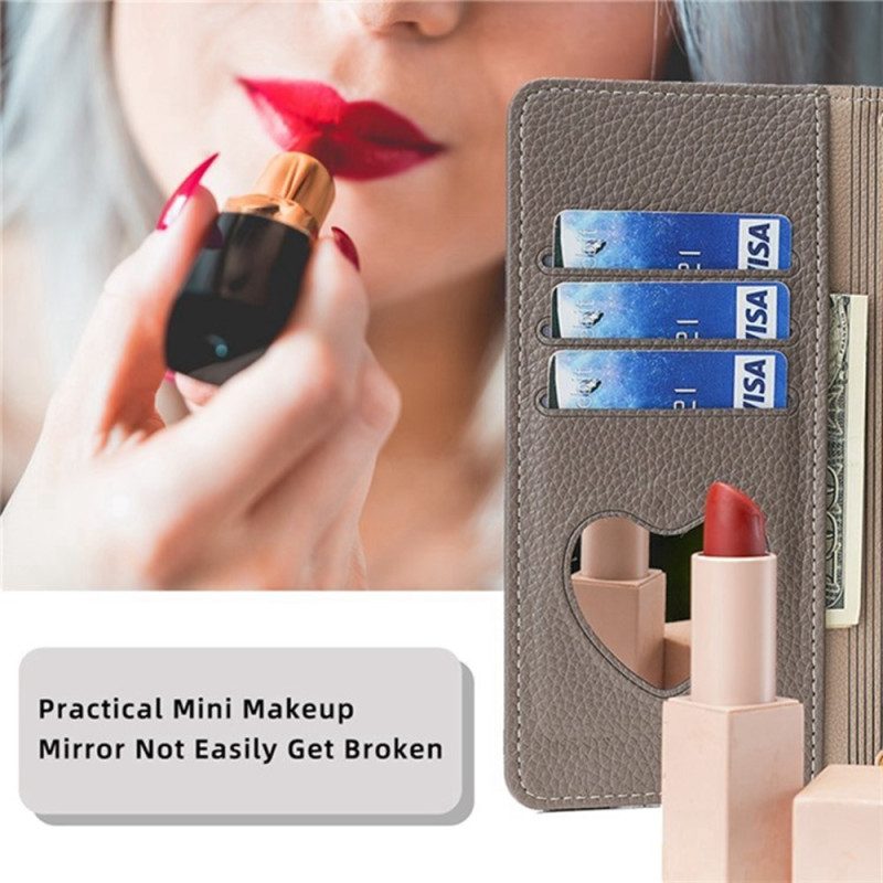 Lederhüllen Für Xiaomi Redmi Note 14 Pro 4g Spiegelgeldbörse Mit Kette