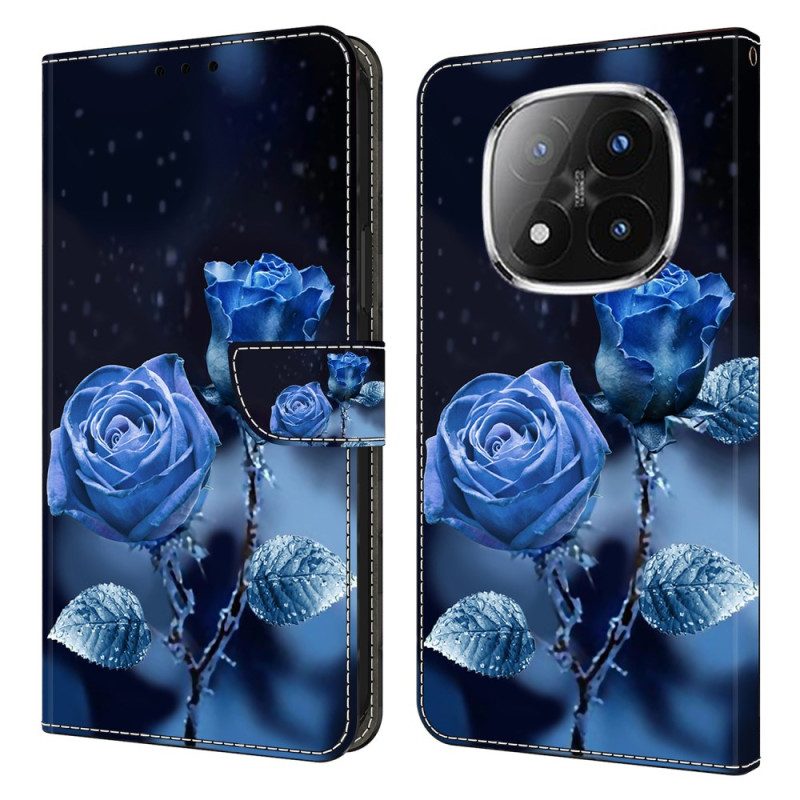 Lederhüllen Xiaomi Redmi Note 14 Pro 4g Blaue Rosen