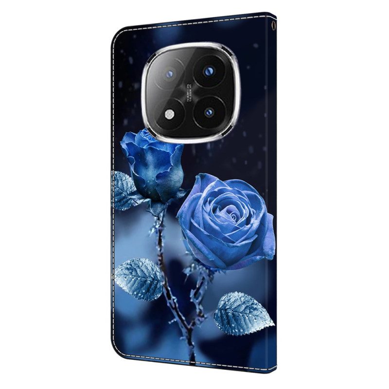 Lederhüllen Xiaomi Redmi Note 14 Pro 4g Blaue Rosen