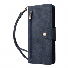 Lederhüllen Xiaomi Redmi Note 14 Pro 4g Handyhülle Reißverschlussgeldbörse Mit Riemen