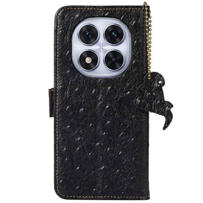 Lederhüllen Xiaomi Redmi Note 14 Pro 4g Handyhülle Rfid-blockierendes Leder In Straußenlederoptik