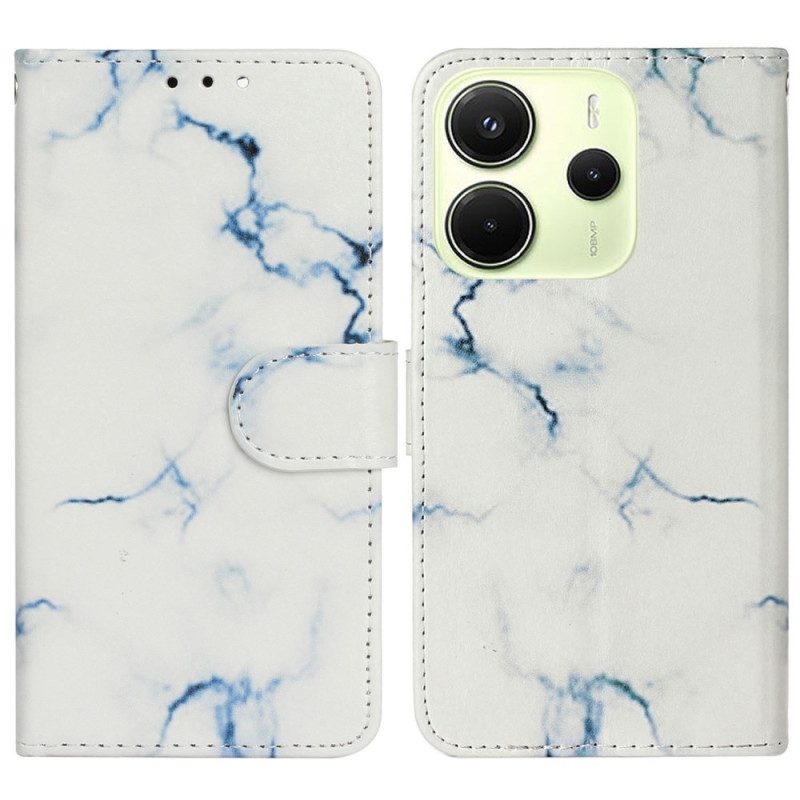 Lederhüllen Xiaomi Redmi Note 14 Pro 4g Handyhülle Weißes Marmormuster