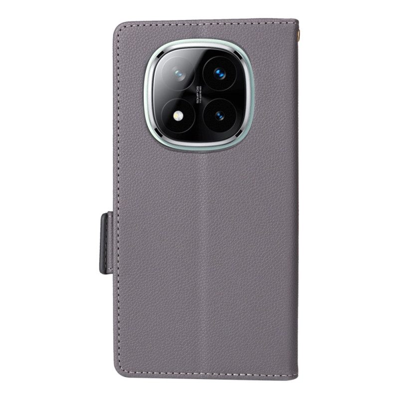 Lederhüllen Xiaomi Redmi Note 14 Pro 4g Riemen Aus Litschi-kunstleder