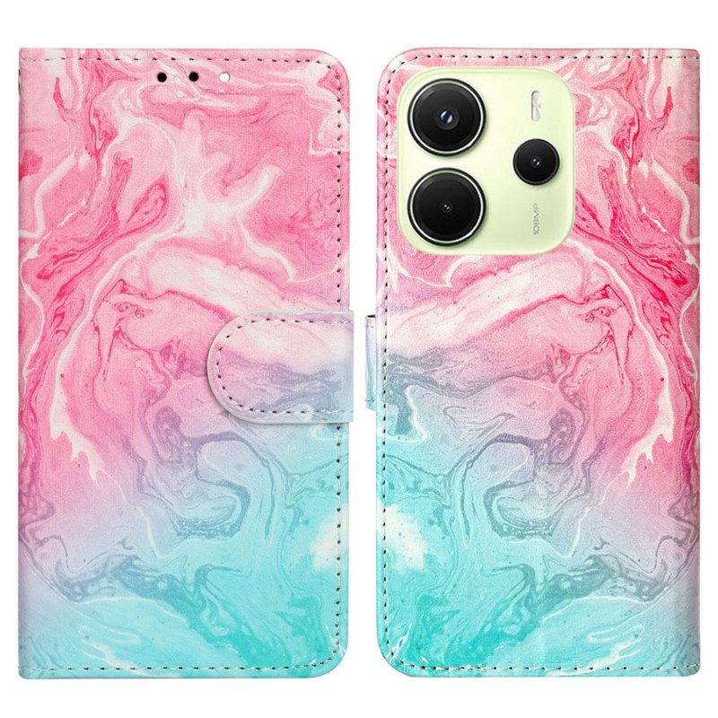Lederhüllen Xiaomi Redmi Note 14 Pro 4g Rosa-grüner Marmor