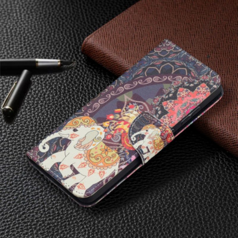 Lederhüllen Für Samsung Galaxy A52 4G / A52 5G / A52s 5G Ethnische Elefanten-mandala