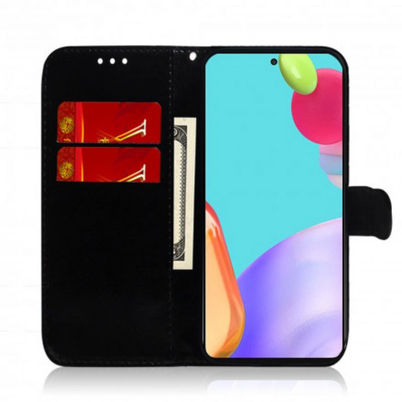Lederhüllen Für Samsung Galaxy A52 4G / A52 5G / A52s 5G Spiegelabdeckung Aus Kunstleder