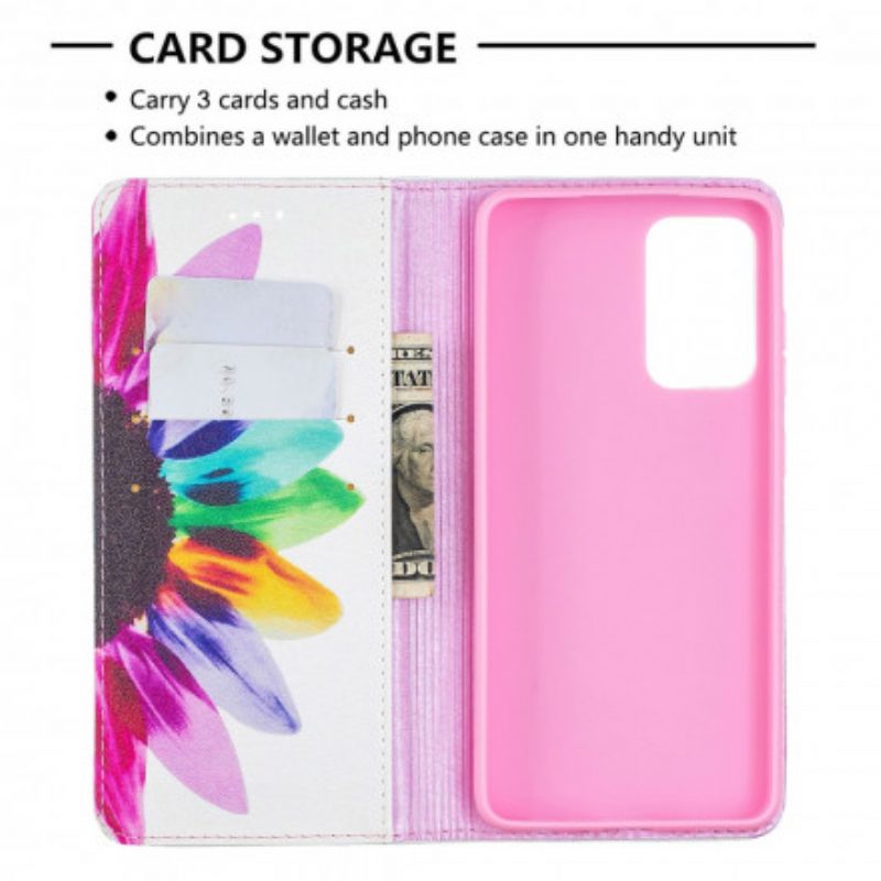 Schutzhülle Für Samsung Galaxy A52 4G / A52 5G / A52s 5G Flip Case Aquarellblume
