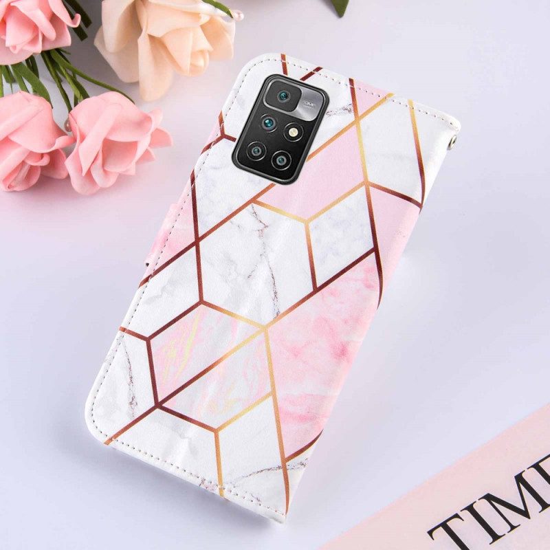 Flip Case Für Xiaomi Redmi 10 Geometrischer Marmor