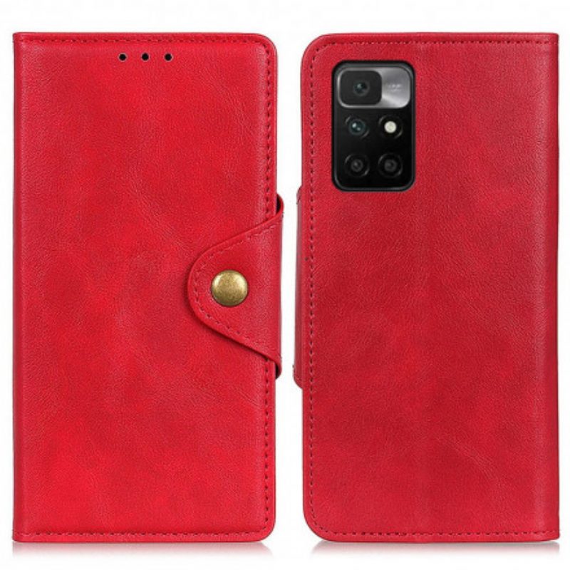 Flip Case Für Xiaomi Redmi 10 Knopf Aus Kunstleder