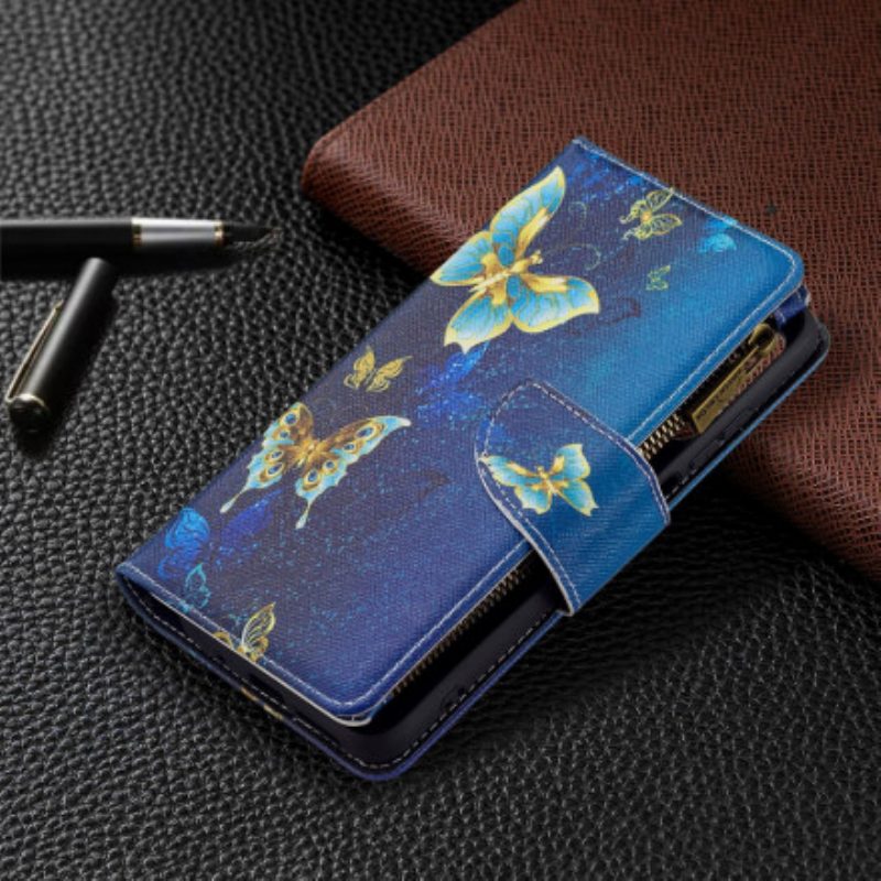 Lederhüllen Für Xiaomi Redmi 10 Reißverschlusstasche Mit Schmetterlingen
