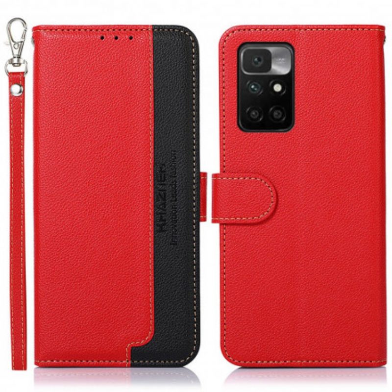 Lederhüllen Für Xiaomi Redmi 10 Rfid-khazneh Im Litschi-stil