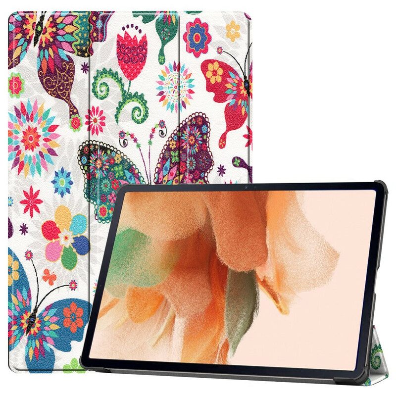 Schutzhülle Für Samsung Galaxy Tab S7 FE Vintage Blumen Stifthalter
