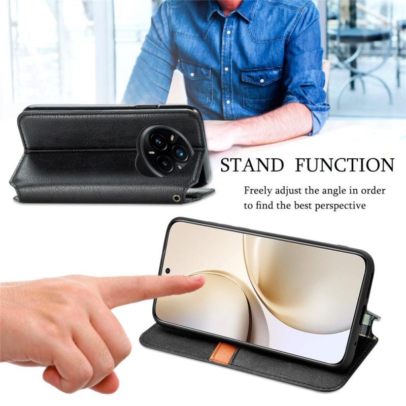 Flip Case Realme 14 Pro 5g Handyhülle Rautenmuster In Wildlederoptik
