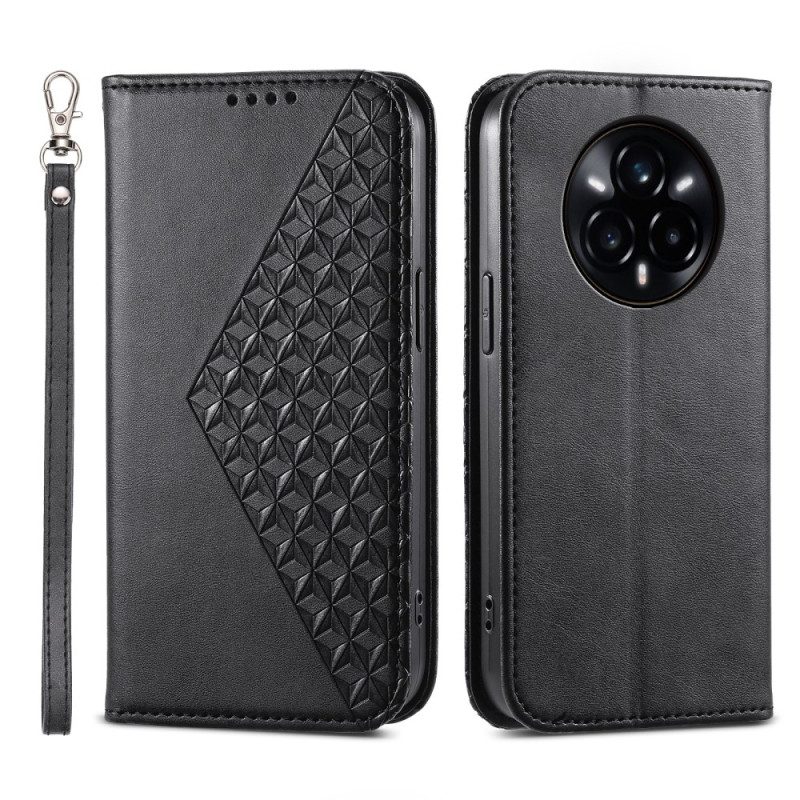 Flip Case Realme 14 Pro 5g Strukturiertes Design Mit Karabinerverschluss