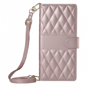 Lederhüllen Für Realme 14 Pro 5g Gestepptes Design Mit Trageriemen Und Schultergurt