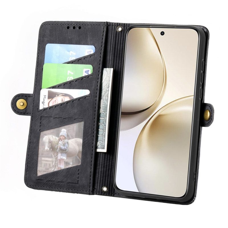 Lederhüllen Realme 14 Pro 5g Geldbörse Mit Reißverschluss Und Geometrischem Design