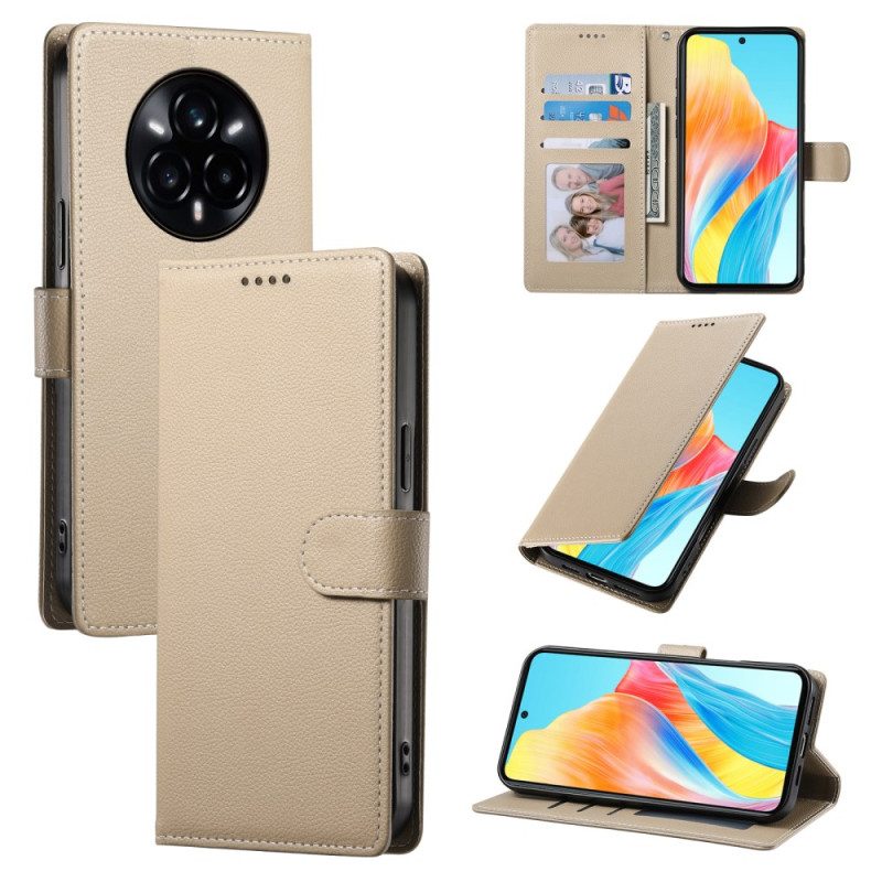 Lederhüllen Realme 14 Pro 5g Handyhülle Glatte Lederoptik Mit Riemen