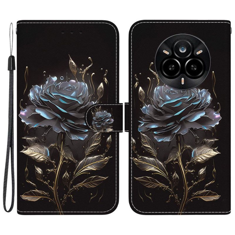 Lederhüllen Realme 14 Pro 5g Handyhülle Schwarze Rose