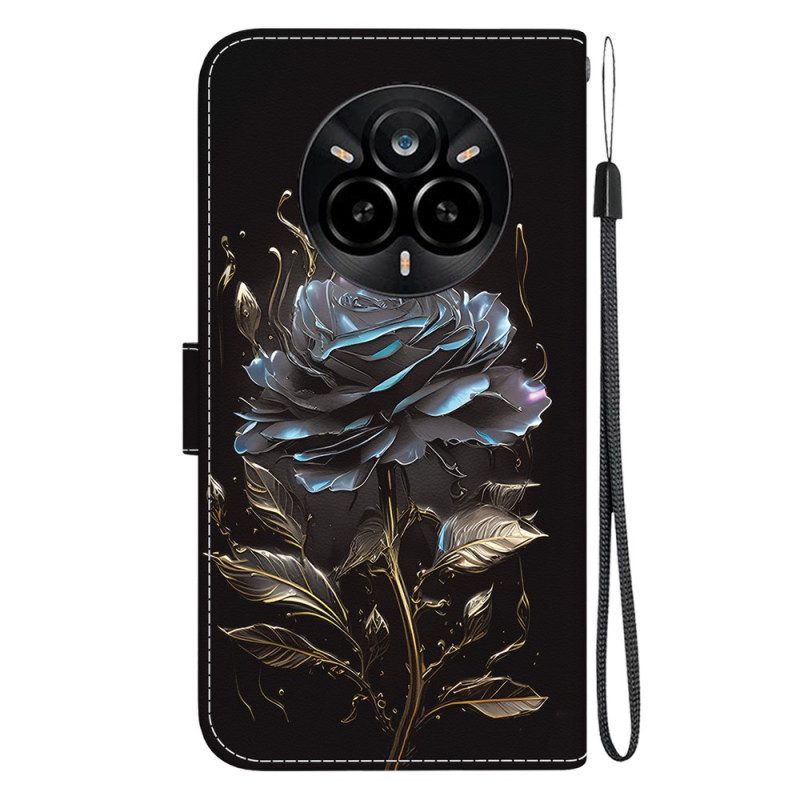 Lederhüllen Realme 14 Pro 5g Handyhülle Schwarze Rose