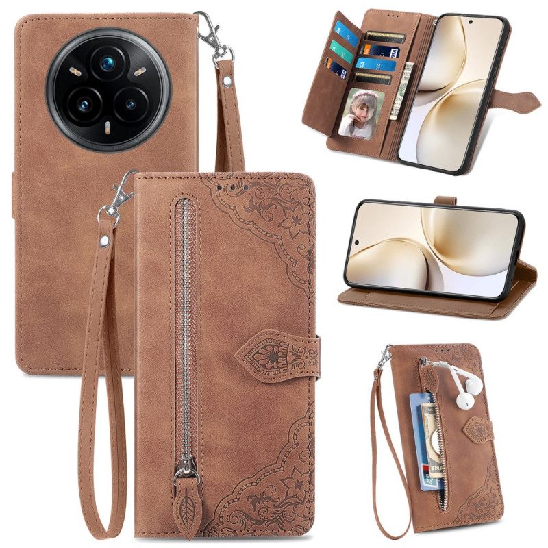 Lederhüllen Realme 14 Pro 5g Handyhülle Wildleder-spitzenoptik Mit Tasche Und Riemen