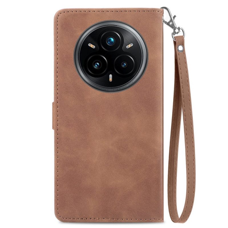 Lederhüllen Realme 14 Pro 5g Handyhülle Wildleder-spitzenoptik Mit Tasche Und Riemen