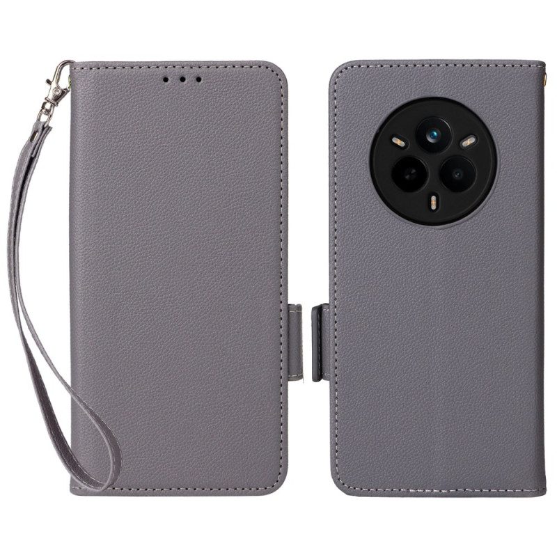 Lederhüllen Realme 14 Pro 5g Kunstleder In Litschi-optik Mit Riemen