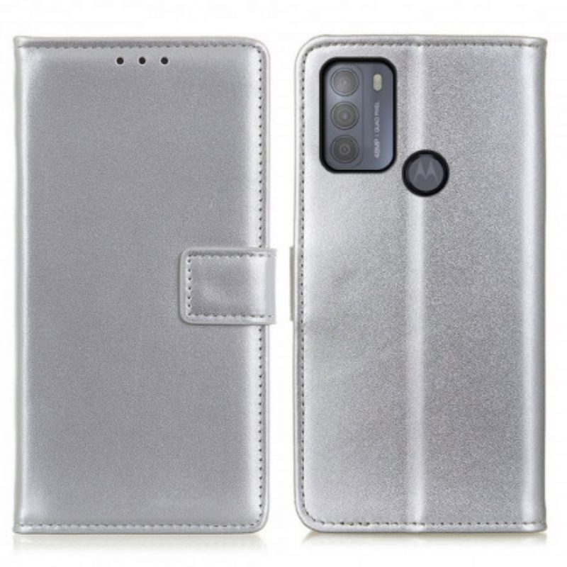 Flip Case Für Moto G50 Schlichtes Kunstleder
