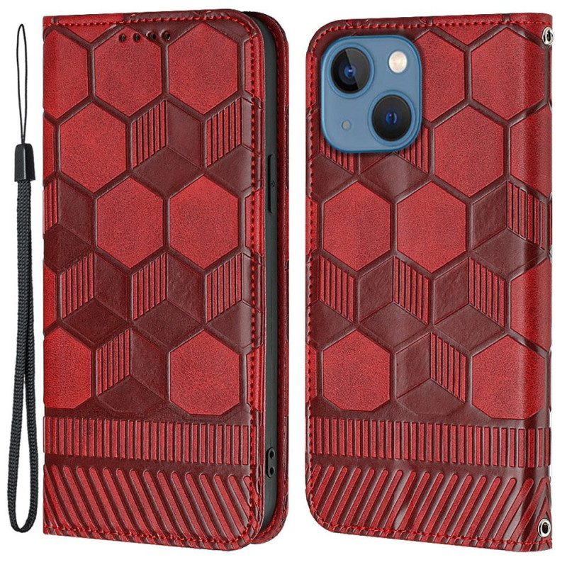 Lederhüllen Für iPhone 14 Fußball-ball-muster