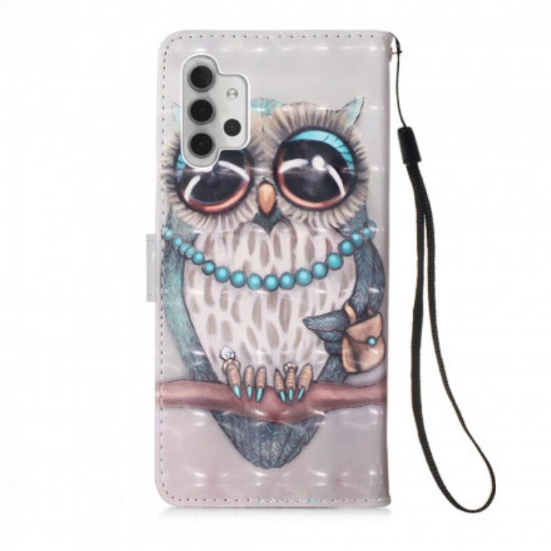 Flip Case Für Samsung Galaxy A32 5G Mit Kordel Miss Owl Mit Riemen