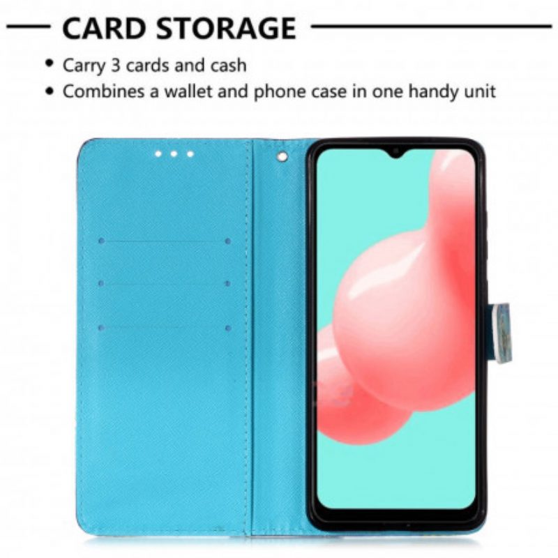 Flip Case Für Samsung Galaxy A32 5G Mit Kordel Miss Owl Mit Riemen