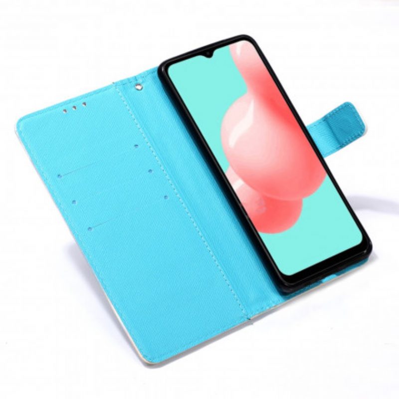 Flip Case Für Samsung Galaxy A32 5G Mit Kordel Miss Owl Mit Riemen