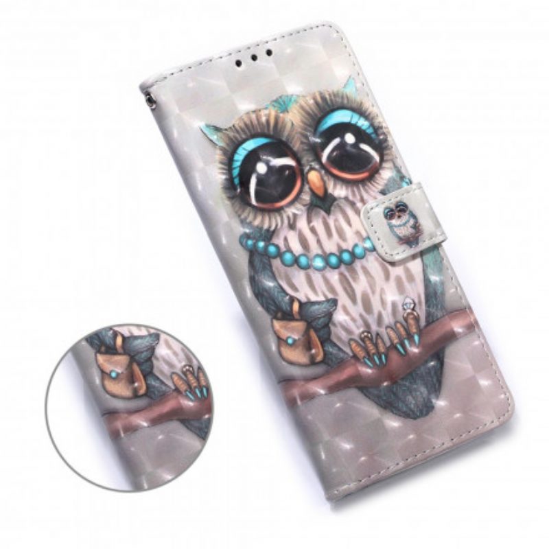 Flip Case Für Samsung Galaxy A32 5G Mit Kordel Miss Owl Mit Riemen