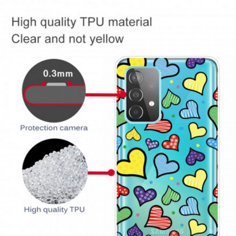 Handyhülle Für Samsung Galaxy A32 5G Mehrfarbige Herzen