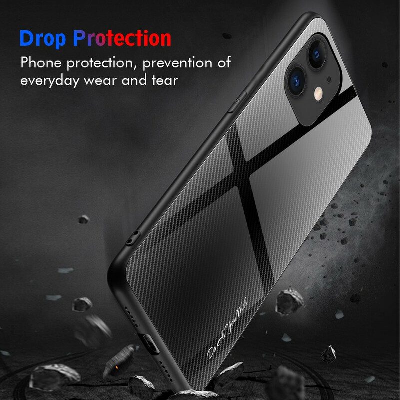 Hülle Für iPhone 12 / 12 Pro Klassisches Gehärtetes Kohlefaserglas