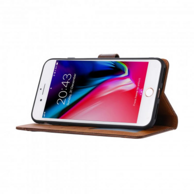 Lederhüllen Für iPhone SE 3 / SE 2 / 8 / 7 Kartenhalter Vorne Mit Riemen