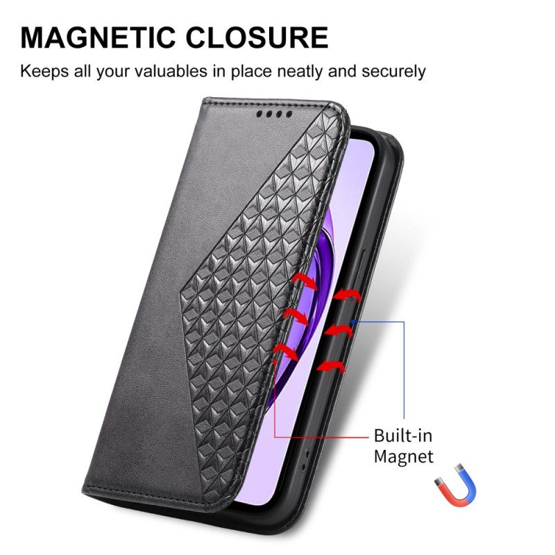 Flip Case Für Oppo Reno 13 Pro 5g Rautenmuster Mit Riemen