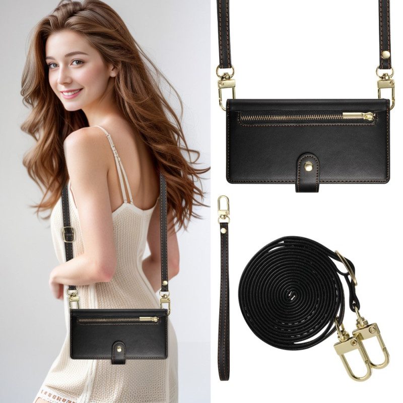 Lederhüllen Für Oppo Reno 13 Pro 5g Geldbörse Mit Riemen Und Schulterriemen