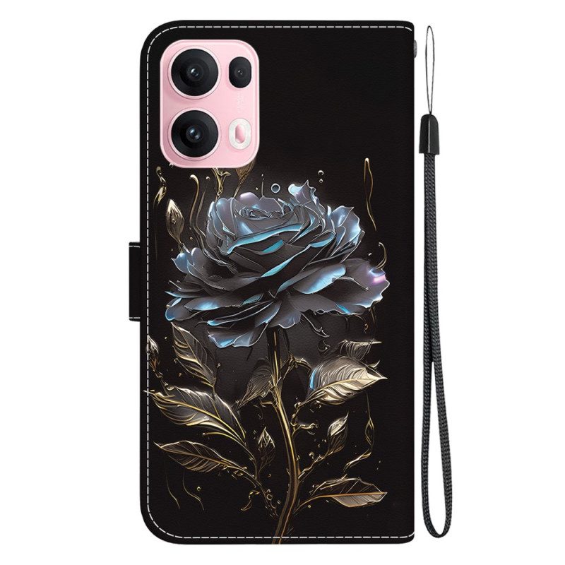 Lederhüllen Oppo Reno 13 Pro 5g Handyhülle Schwarze Rose