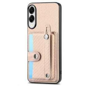 Hülle Für Samsung Galaxy S25 5g Edge Carbonfaser-case Mit Kartenhalter Und Tragegurt