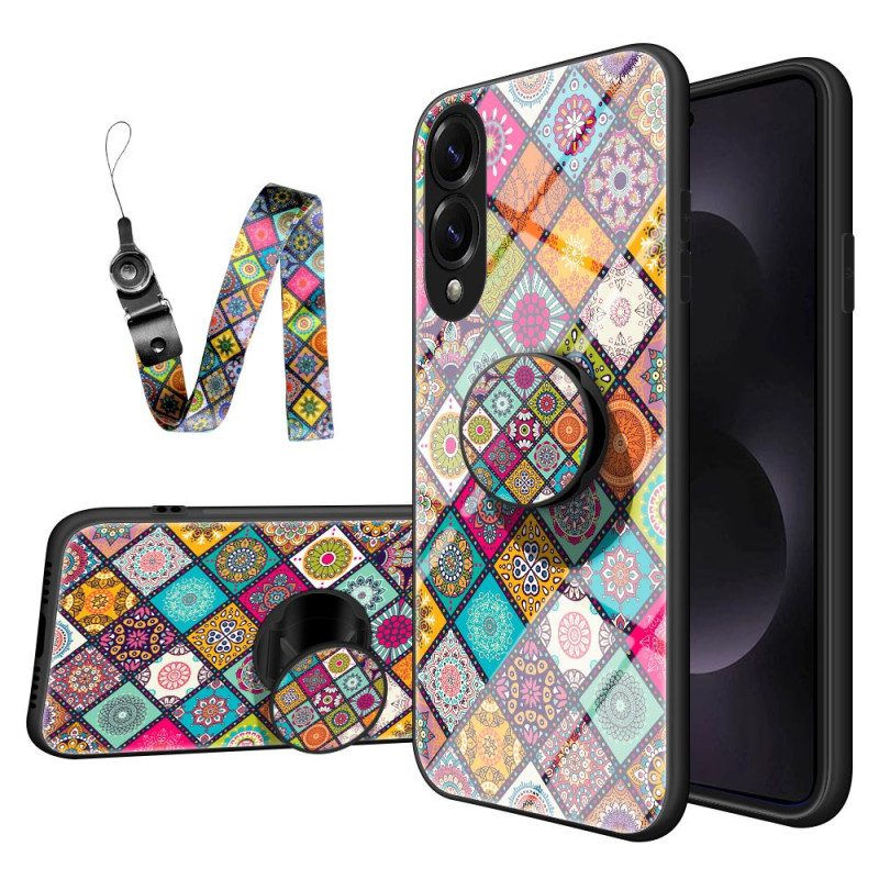 Hülle Samsung Galaxy S25 5g Edge Handyhülle Ständer Mit Patchwork-muster Und Trageschlaufe