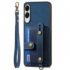Hülle Samsung Galaxy S25 5g Edge Retro-kartenhalter & Handschlaufe