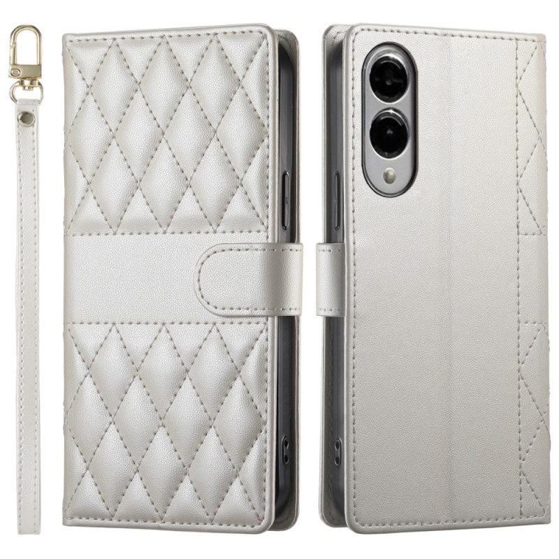 Lederhüllen Für Samsung Galaxy S25 5g Edge Gesteppt Mit Riemen Und Schulterriemen