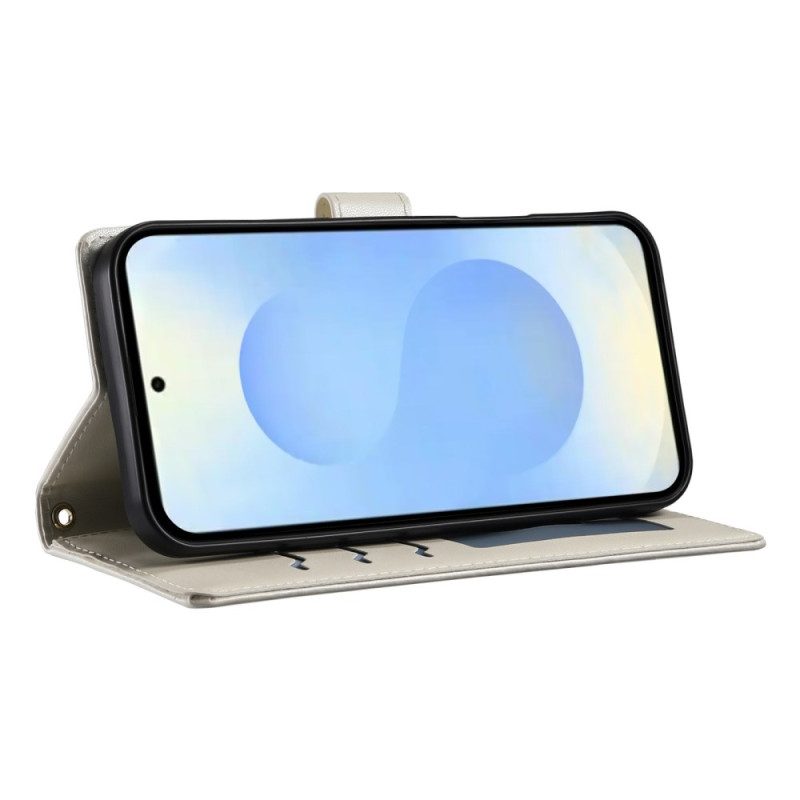 Lederhüllen Für Samsung Galaxy S25 5g Edge Gesteppt Mit Riemen Und Schulterriemen