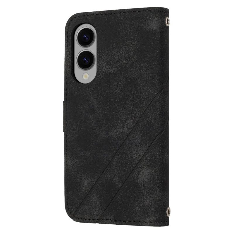 Lederhüllen Für Samsung Galaxy S25 5g Edge Riemen Mit Bedruckten Linien