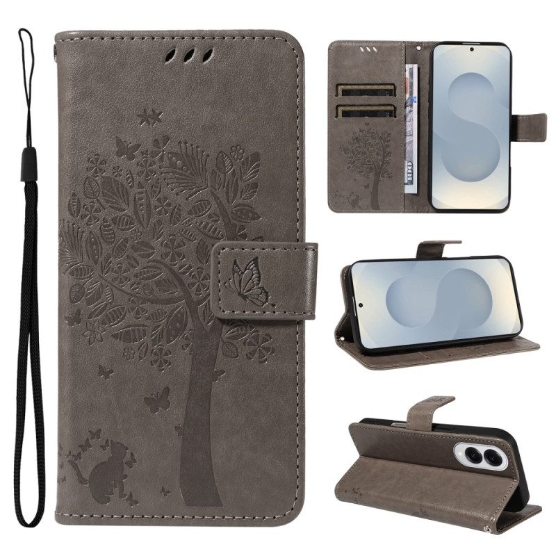 Lederhüllen Samsung Galaxy S25 5g Edge Baum Und Katze