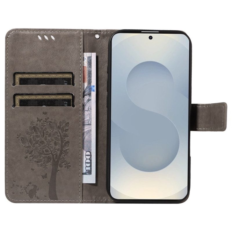 Lederhüllen Samsung Galaxy S25 5g Edge Baum Und Katze