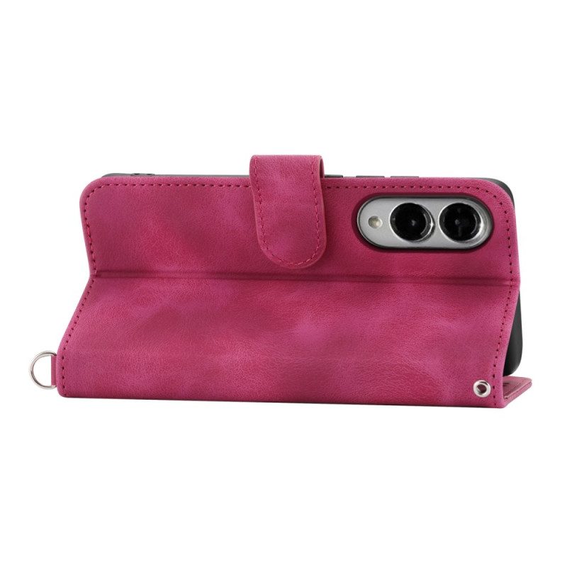 Lederhüllen Samsung Galaxy S25 5g Edge Blumenmuster Und Riemen