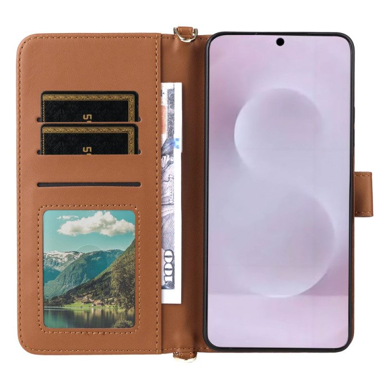 Lederhüllen Samsung Galaxy S25 5g Edge Gesteppt Mit Riemen Und Schulterriemen