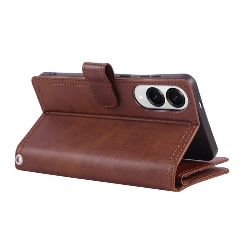 Lederhüllen Samsung Galaxy S25 5g Edge Handyhülle Magnetische Geldbörse Mit Schlüsselband