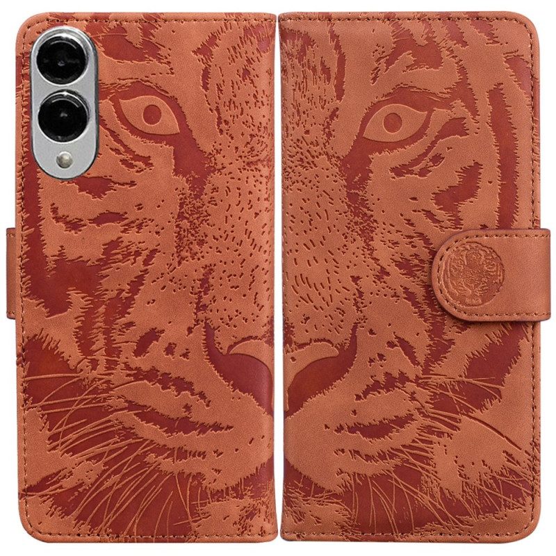 Lederhüllen Samsung Galaxy S25 5g Edge Handyhülle Tigerprint